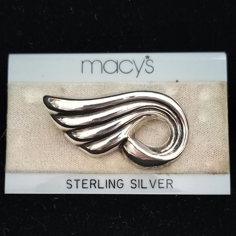 NEW Vintage Macy's Sterling Silver Brooch Pin Stamped 925
